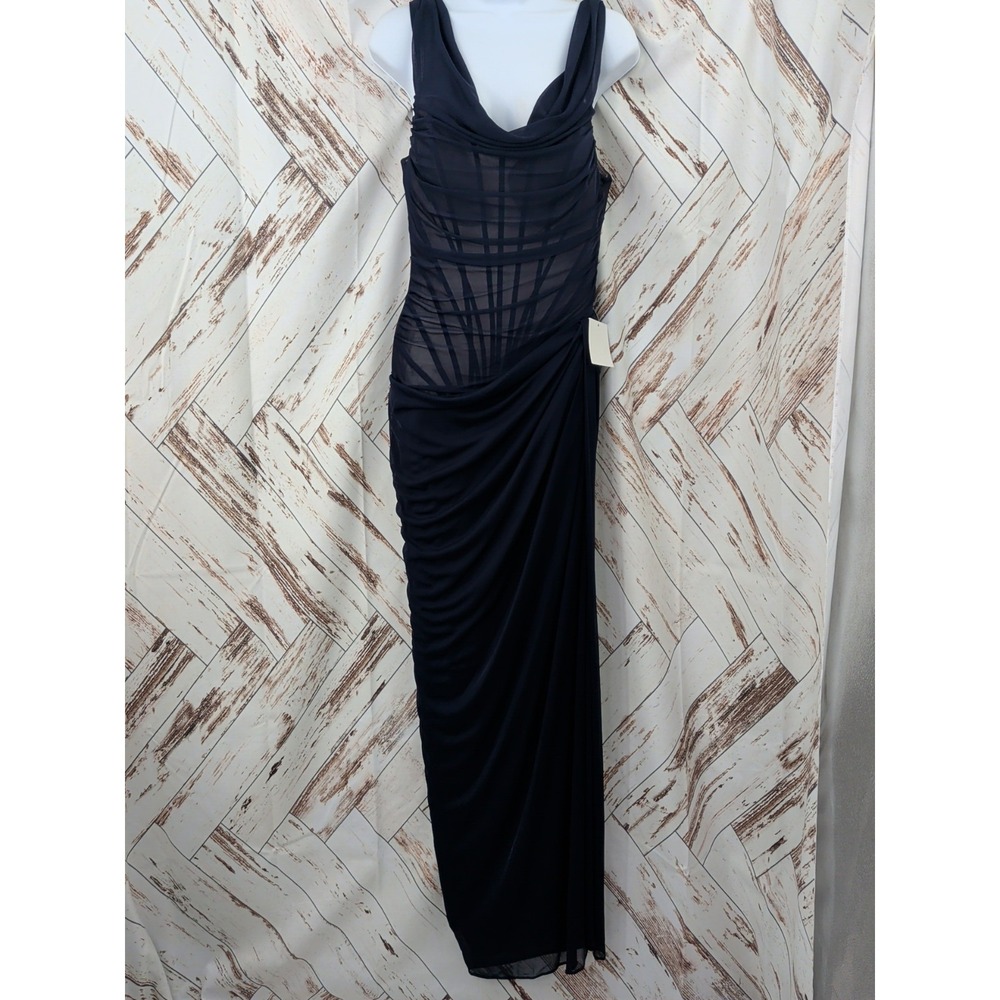 Ladivine CD387 - Versatile Neckline Ruched Evening Gown - Picture 2 of 13